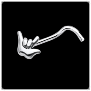 925 Sterling Silver Polished Hand Rock Nose Stud Pin