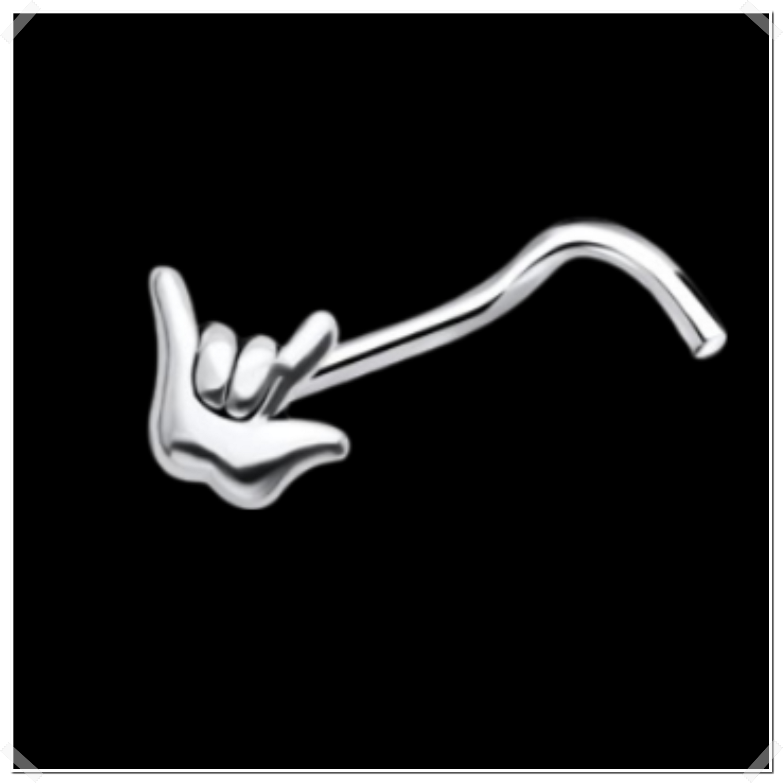 925 Sterling Silver Polished Hand Rock Nose Stud Pin